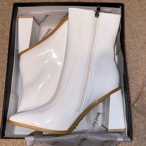 Nasty Gal White Faux Leather Booties